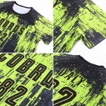 Maillot de football personnalisé vert fluo noir par sublimation Maillot de football personnalisé vert fluo noir par sublimation