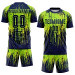 Maillot de football personnalisé vert fluo, bleu marine et jaune fluo, sublimation Maillot de football personnalisé vert fluo, bleu marine et jaune fluo, sublimation