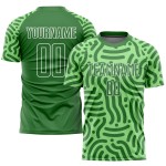 Maillot de football personnalisé vert fluo Kelly vert-blanc par sublimation Maillot de football personnalisé vert fluo Kelly vert-blanc par sublimation