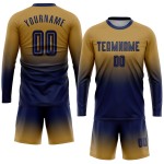Maillot de football personnalisé à manches longues, bleu marine, effet dégradé, sublimation Maillot de football personnalisé à manches longues, bleu marine, effet dégradé, sublimation