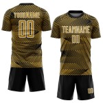 Maillot de football personnalisé avec sublimation, motif or ancien, noir et blanc Maillot de football personnalisé avec sublimation, motif or ancien, noir et blanc