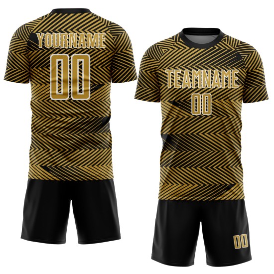 Maillot de football personnalisé avec sublimation, motif or ancien, noir et blanc Maillot de football personnalisé avec sublimation, motif or ancien, noir et blanc