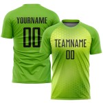 Maillot de football personnalisé vert fluo noir par sublimation Maillot de football personnalisé vert fluo noir par sublimation