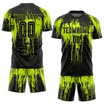 Maillot de football personnalisé vert fluo noir par sublimation Maillot de football personnalisé vert fluo noir par sublimation