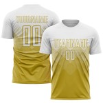 Maillot de football personnalisé à sublimation blanche et or vieilli Maillot de football personnalisé à sublimation blanche et or vieilli