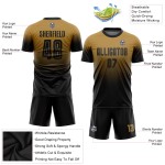 Maillot de football personnalisé, couleur or et noir, effet dégradé par sublimation Maillot de football personnalisé, couleur or et noir, effet dégradé par sublimation