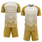 Maillot de football personnalisé à sublimation blanche et or vieilli Maillot de football personnalisé à sublimation blanche et or vieilli