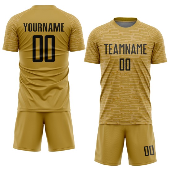 Maillot de football personnalisé à sublimation noir et or Maillot de football personnalisé à sublimation noir et or