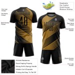 Maillot de football personnalisé à sublimation noir et or Maillot de football personnalisé à sublimation noir et or