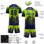 Maillot de football personnalisé vert fluo, bleu marine et jaune fluo, sublimation Maillot de football personnalisé vert fluo, bleu marine et jaune fluo, sublimation