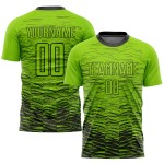 Maillot de football personnalisé vert fluo noir par sublimation Maillot de football personnalisé vert fluo noir par sublimation