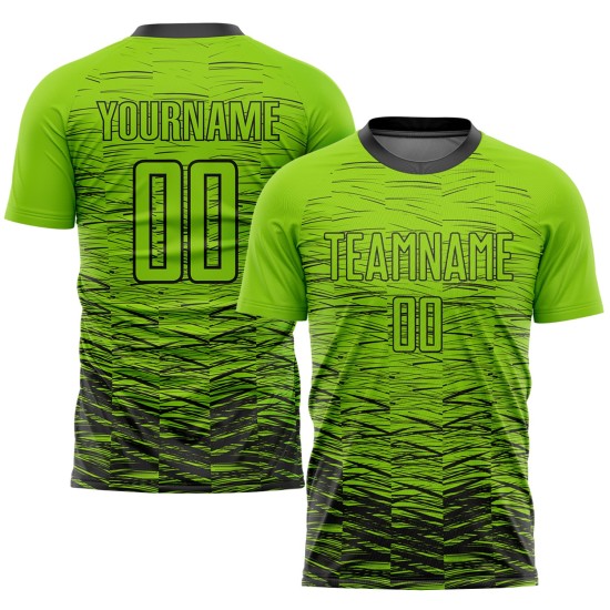 Maillot de football personnalisé vert fluo noir par sublimation Maillot de football personnalisé vert fluo noir par sublimation