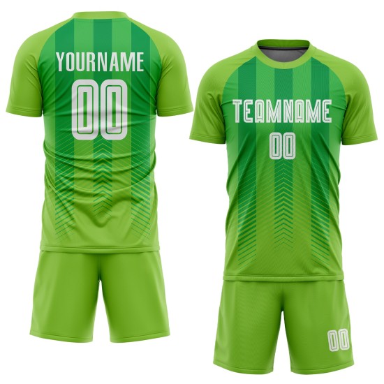 Maillot de football personnalisé à sublimation vert fluo, blanc et vert Kelly Maillot de football personnalisé à sublimation vert fluo, blanc et vert Kelly