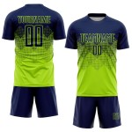 Maillot de football personnalisé vert fluo bleu marine par sublimation Maillot de football personnalisé vert fluo bleu marine par sublimation