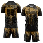 Maillot de football personnalisé à sublimation noir et or Maillot de football personnalisé à sublimation noir et or
