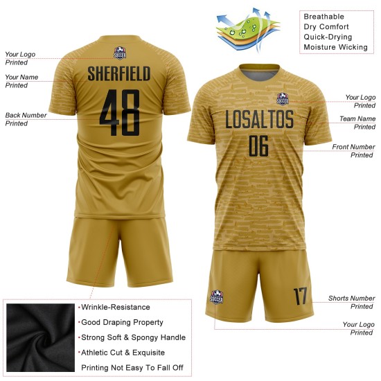 Maillot de football personnalisé à sublimation noir et or Maillot de football personnalisé à sublimation noir et or