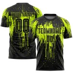 Maillot de football personnalisé vert fluo noir par sublimation Maillot de football personnalisé vert fluo noir par sublimation