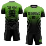 Maillot de football personnalisé vert fluo noir, dégradé par sublimation Maillot de football personnalisé vert fluo noir, dégradé par sublimation