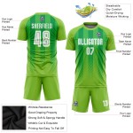 Maillot de football personnalisé à sublimation vert fluo, blanc et vert Kelly Maillot de football personnalisé à sublimation vert fluo, blanc et vert Kelly