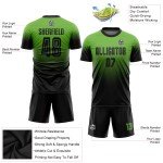 Maillot de football personnalisé vert fluo noir, dégradé par sublimation Maillot de football personnalisé vert fluo noir, dégradé par sublimation