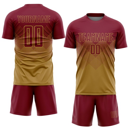 Maillot de football personnalisé à sublimation Old Gold Crimson Maillot de football personnalisé à sublimation Old Gold Crimson