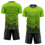 Maillot de football personnalisé vert fluo noir par sublimation Maillot de football personnalisé vert fluo noir par sublimation