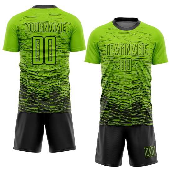 Maillot de football personnalisé vert fluo noir par sublimation Maillot de football personnalisé vert fluo noir par sublimation