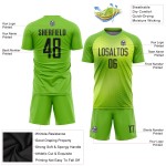 Maillot de football personnalisé vert fluo noir par sublimation Maillot de football personnalisé vert fluo noir par sublimation