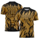 Maillot de football personnalisé à sublimation noir et or Maillot de football personnalisé à sublimation noir et or