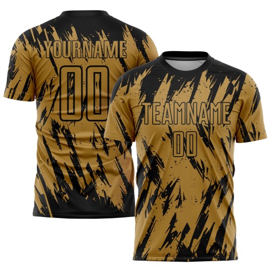 Maillot de football personnalisé à sublimation noir et or Maillot de football personnalisé à sublimation noir et or