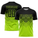 Maillot de football personnalisé vert fluo noir par sublimation Maillot de football personnalisé vert fluo noir par sublimation