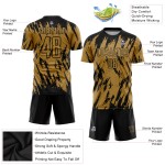 Maillot de football personnalisé à sublimation noir et or Maillot de football personnalisé à sublimation noir et or