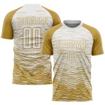 Maillot de football personnalisé à sublimation blanche et or vieilli Maillot de football personnalisé à sublimation blanche et or vieilli