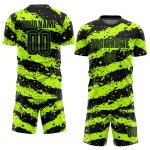 Maillot de football personnalisé vert fluo noir par sublimation Maillot de football personnalisé vert fluo noir par sublimation