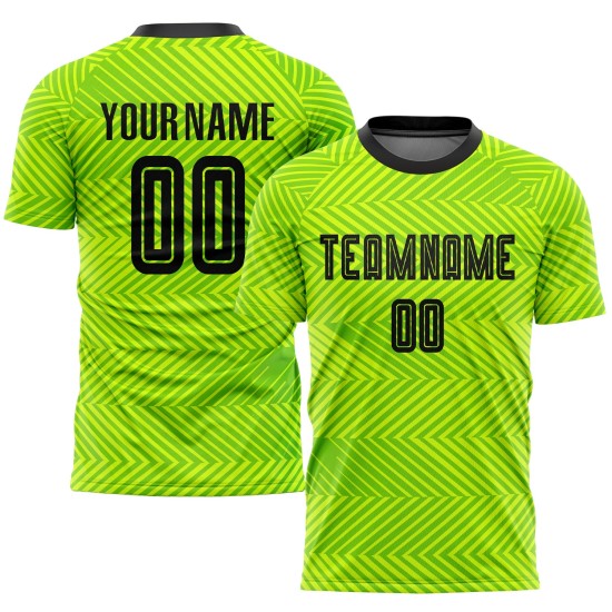 Maillot de football personnalisé vert fluo noir par sublimation Maillot de football personnalisé vert fluo noir par sublimation