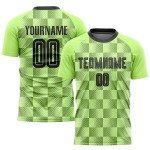 Maillot de football personnalisé vert fluo noir, troisième sublimation Maillot de football personnalisé vert fluo noir, troisième sublimation