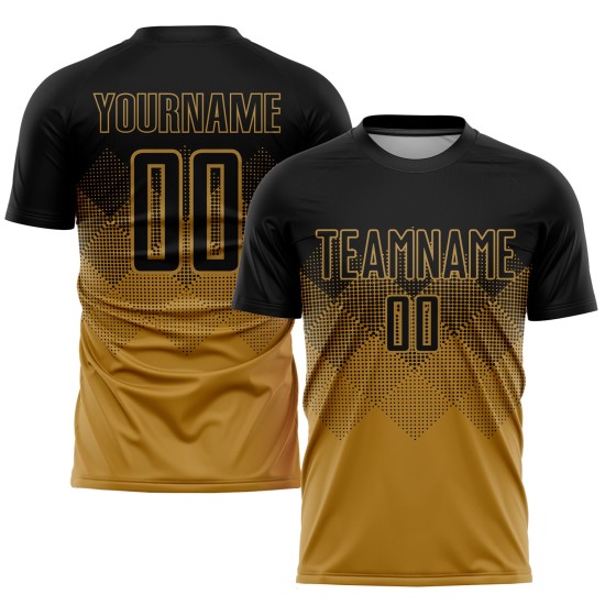 Maillot de football personnalisé à sublimation noir et or Maillot de football personnalisé à sublimation noir et or