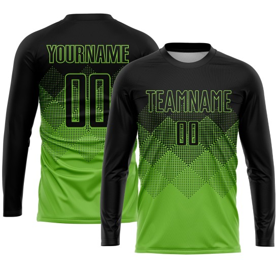Maillot de football personnalisé vert fluo noir par sublimation Maillot de football personnalisé vert fluo noir par sublimation