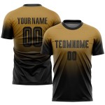 Maillot de football personnalisé, couleur or et noir, effet dégradé par sublimation Maillot de football personnalisé, couleur or et noir, effet dégradé par sublimation