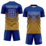 Maillot de football personnalisé à sublimation, couleur or, royal et blanc Maillot de football personnalisé à sublimation, couleur or, royal et blanc