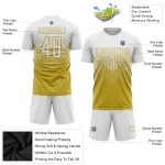 Maillot de football personnalisé à sublimation blanche et or vieilli Maillot de football personnalisé à sublimation blanche et or vieilli