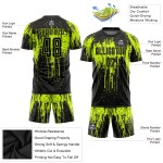 Maillot de football personnalisé vert fluo noir par sublimation Maillot de football personnalisé vert fluo noir par sublimation