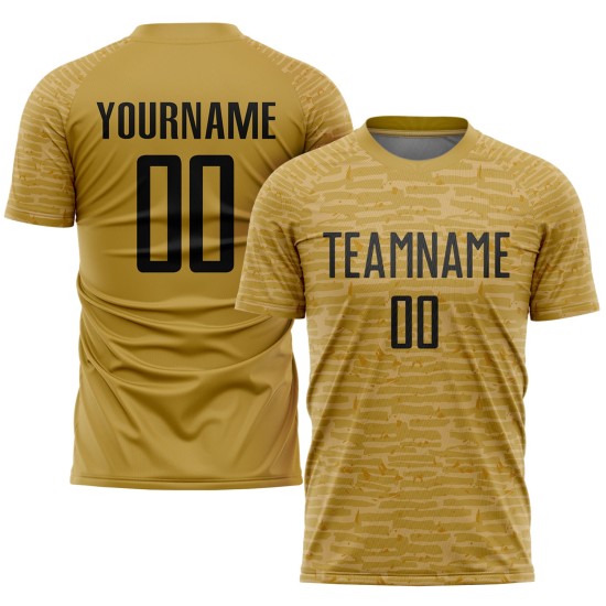 Maillot de football personnalisé à sublimation noir et or Maillot de football personnalisé à sublimation noir et or