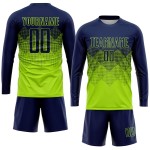 Maillot de football personnalisé vert fluo bleu marine par sublimation Maillot de football personnalisé vert fluo bleu marine par sublimation