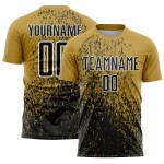 Maillot de football personnalisé à sublimation avec motif abstrait noir et blanc, motif ancien or Maillot de football personnalisé à sublimation avec motif abstrait noir et blanc, motif ancien or