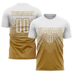 Maillot de football personnalisé à sublimation blanche et or vieilli Maillot de football personnalisé à sublimation blanche et or vieilli
