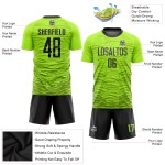 Maillot de football personnalisé vert fluo noir par sublimation Maillot de football personnalisé vert fluo noir par sublimation