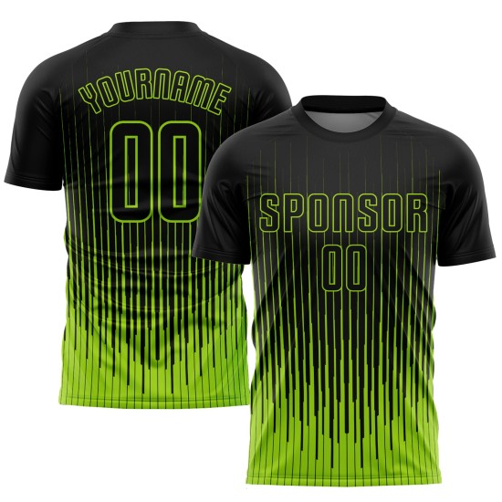 Maillot de football personnalisé vert fluo noir par sublimation Maillot de football personnalisé vert fluo noir par sublimation