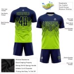 Maillot de football personnalisé vert fluo bleu marine par sublimation Maillot de football personnalisé vert fluo bleu marine par sublimation