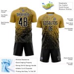 Maillot de football personnalisé à sublimation avec motif abstrait noir et blanc, motif ancien or Maillot de football personnalisé à sublimation avec motif abstrait noir et blanc, motif ancien or